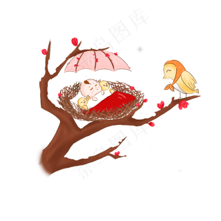 冬眠手绘卡通PNG