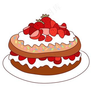 手绘卡通情人节七夕节生日蛋糕