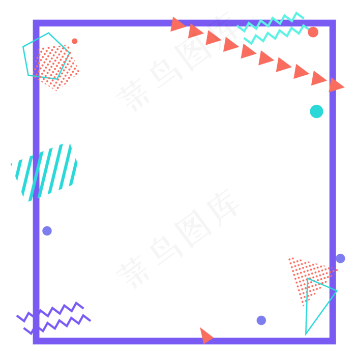 简约几何图案孟菲斯边框(2000*2000px 300 dpi )ai矢量模版下载