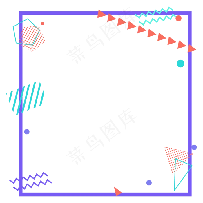 简约几何图案孟菲斯边框(2000*2000px 300 dpi )ai矢量模版下载