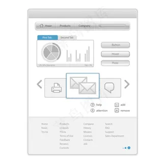 带有界面控制元素的向量极简网页