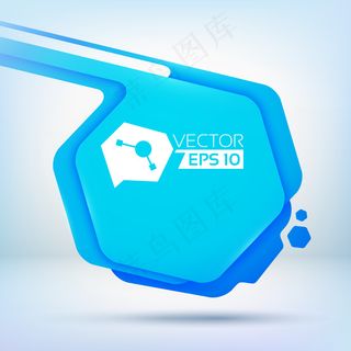 抽象背景，蓝色六边形斑点，圆角，彩色层和小墨水滴