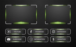 Twitch流媒体面板，绿色和银色覆面