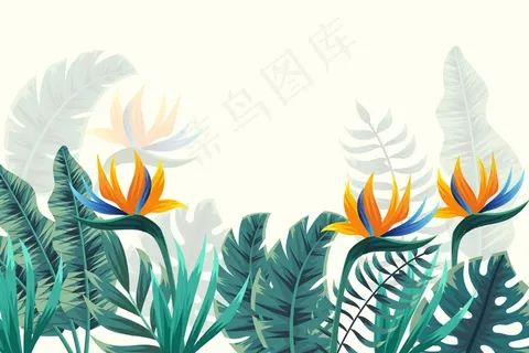 热带花卉壁画