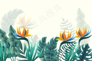 热带花卉壁画