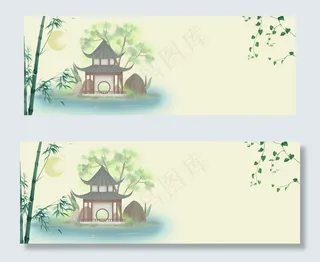 灰色古典颐和园国庆出游促销banner