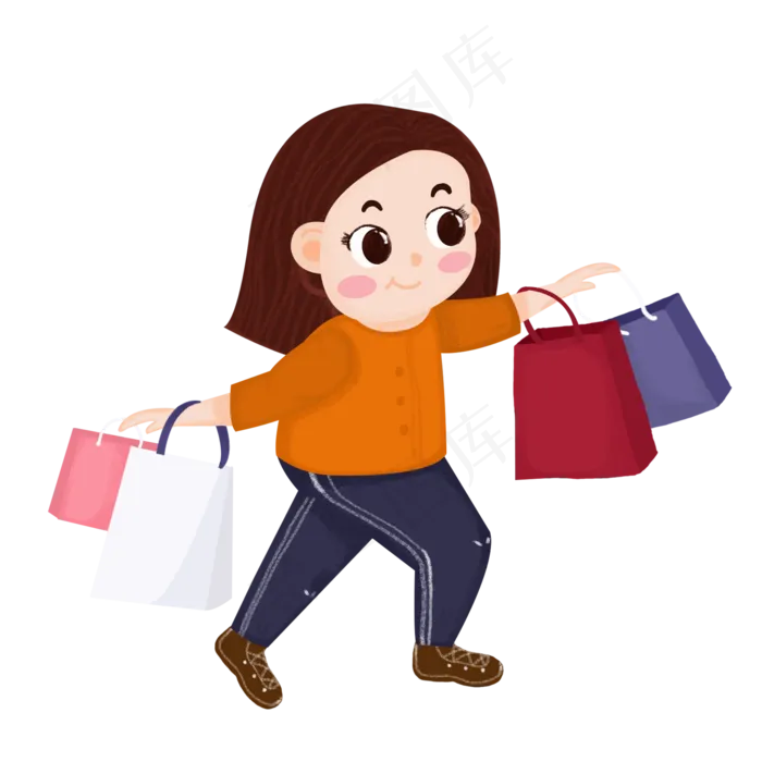 双十一购物人物(2000X2000(DPI:300))psd模版下载