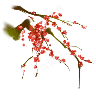 水墨红梅梅花