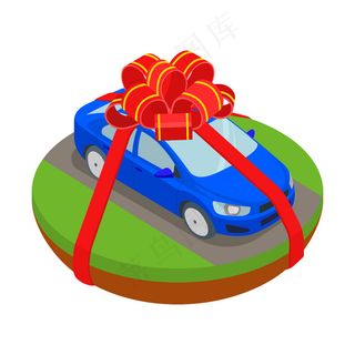 彩带插画汽车礼品