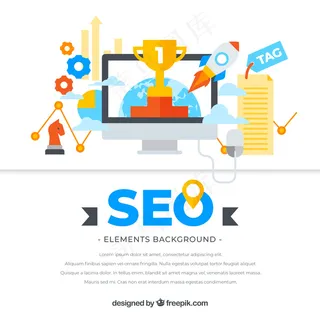 搜索引擎优化元素在平面风格