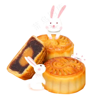 中秋月饼玉兔合成