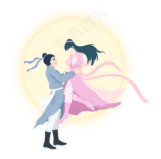 七夕牛郎织女浪漫月亮