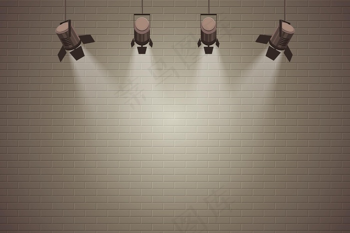 背景为聚光灯的砖墙