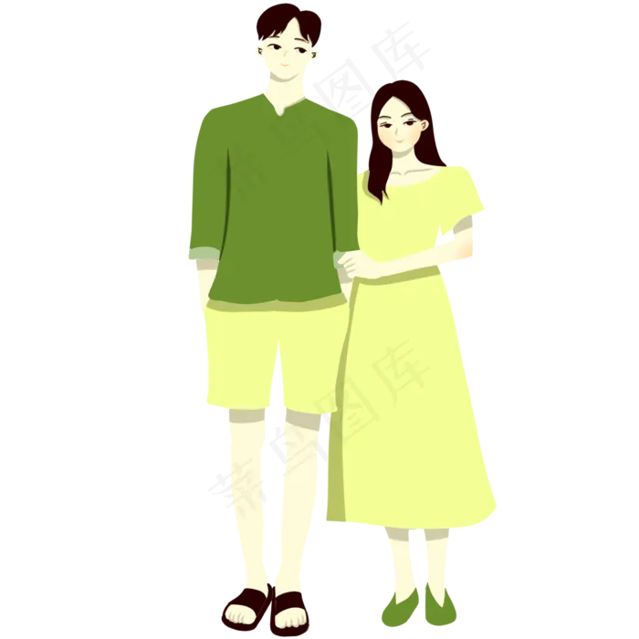 手绘矢量卡通七夕节情人节牵手情(3000X3000(DPI:762))psd模版下载