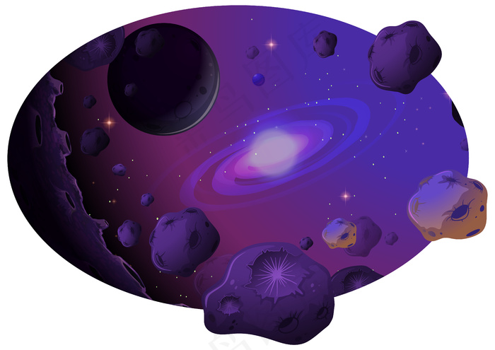 与星系和陨石的空间背景eps,ai矢量模版下载
