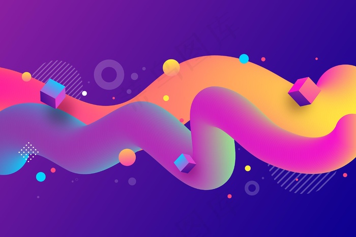 抽象背景，波浪形，彩色