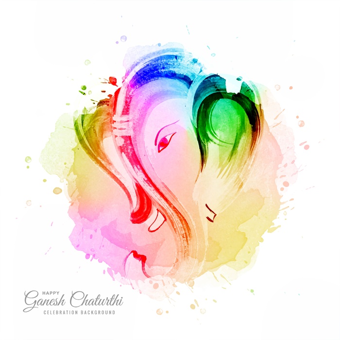 现代艺术快乐 Ganesh chaturthi 节日贺卡背景eps,ai矢量模版下载