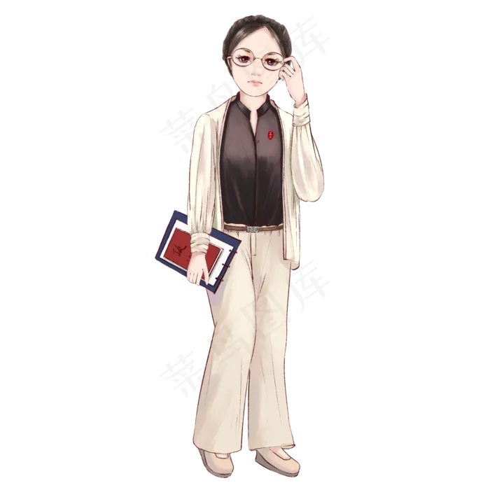 戴眼镜的职业白领女教师正装女老(2000X2000(DPI:300))psd模版下载