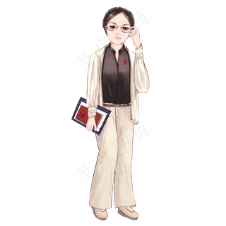 戴眼镜的职业白领女教师正装女老