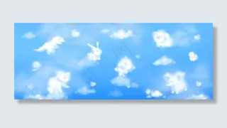 蓝天上可爱动物形状的白云