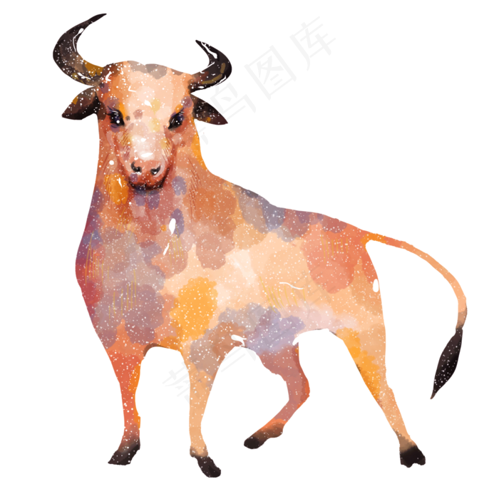 牛年水彩风黄牛