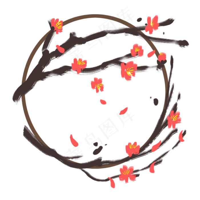 红色梅花花环插图