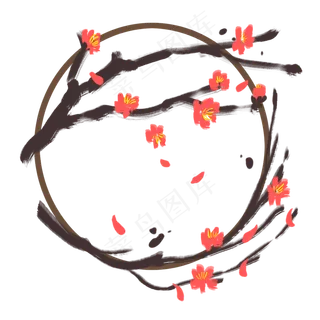 红色梅花花环插图