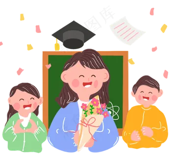 手绘卡通黑板教师节毕业帽图