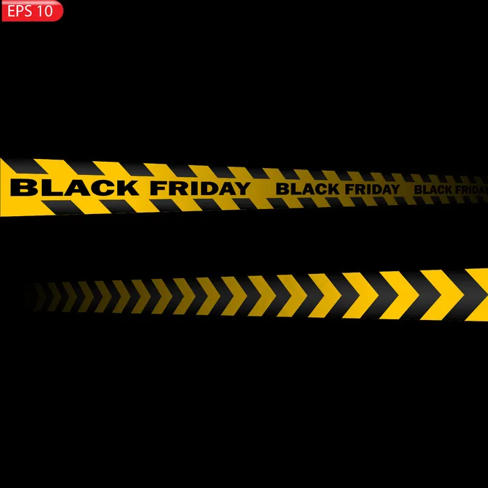 黑色和黄色警戒线隔离。真实的警告带。黑色星期五大甩卖eps,ai矢量模版下载