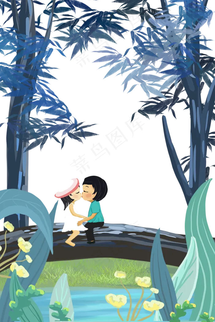 七夕情人节梦幻装饰卡通边框(1000X1499(DPI:300))psd模版下载