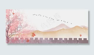 秋天大雁中国风水墨离雁郭外