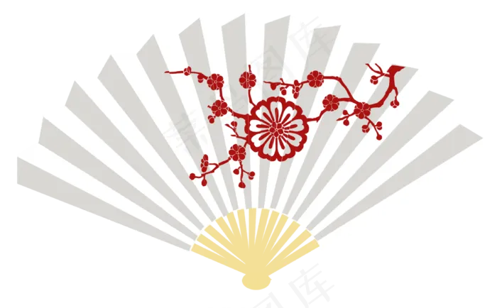 中国风水墨扇子梅花桃花剪纸折扇(3228X2000(DPI:300))psd模版下载