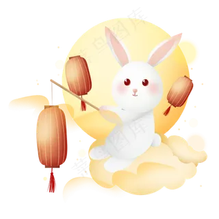 放灯笼的兔子