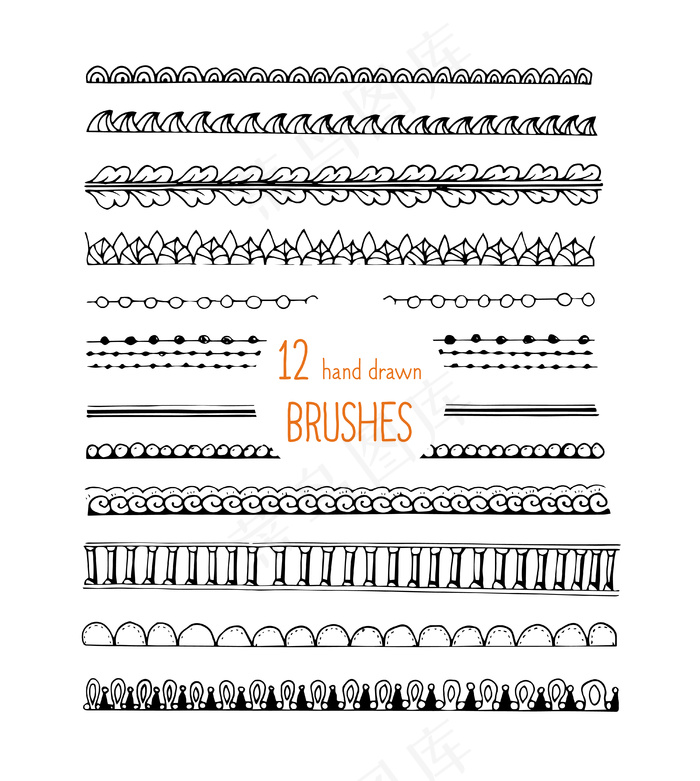 涂鸦风格画笔装饰套装