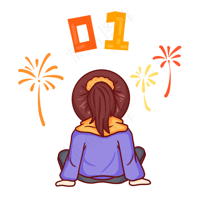 新年元旦跨年女孩(3000X3000(DPI:300))psd模版下载