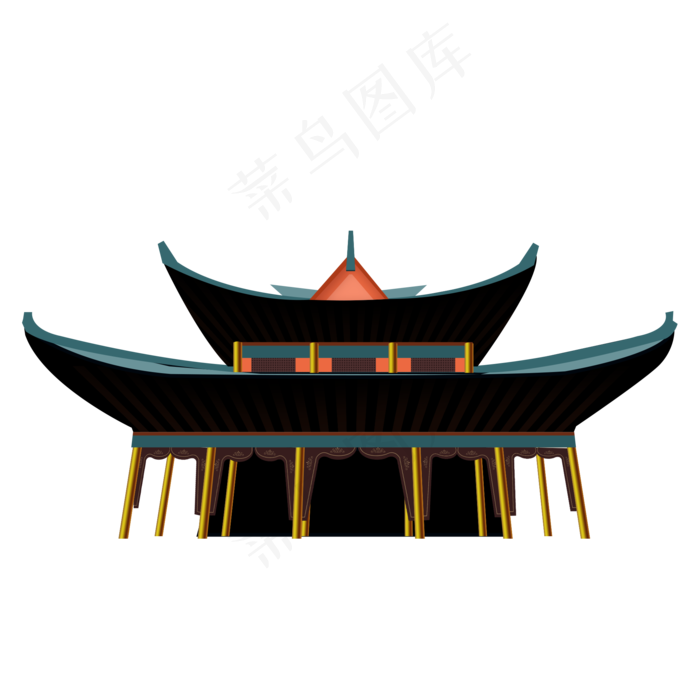 卡通古代复古城楼亭子设计(2000X2000(DPI:150))psd模版下载