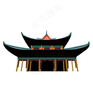 卡通古代复古城楼亭子设计