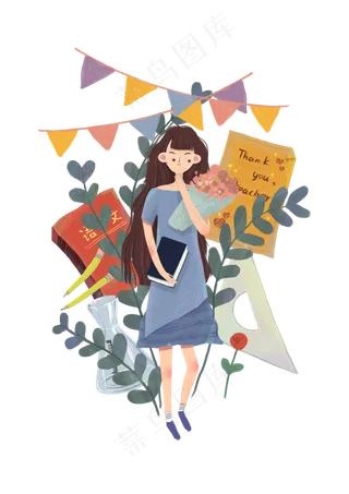 感恩教师节老师卡通人物