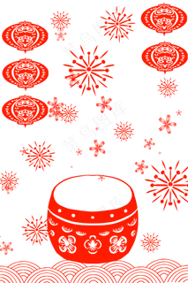 新年大鼓灯笼烟花底纹