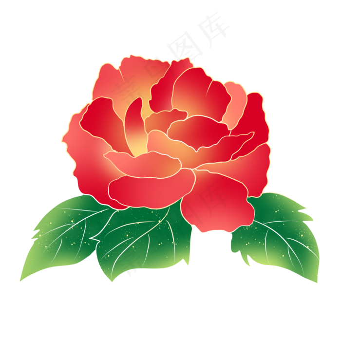 中秋节牡丹花装饰插画