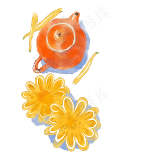 卡通手绘水彩重阳节菊花酒