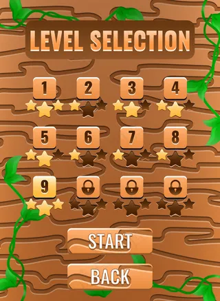 肖像游戏ui木制自然水平选择板弹出界面的gui资产元素