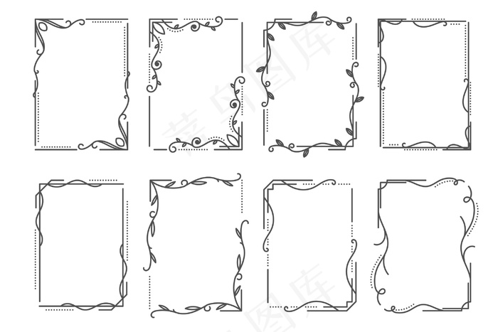 书法装饰框套装eps,ai矢量模版下载