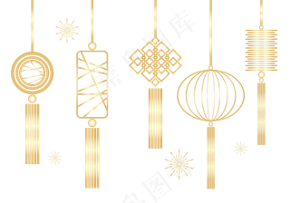 新年烫金灯笼挂饰顶饰