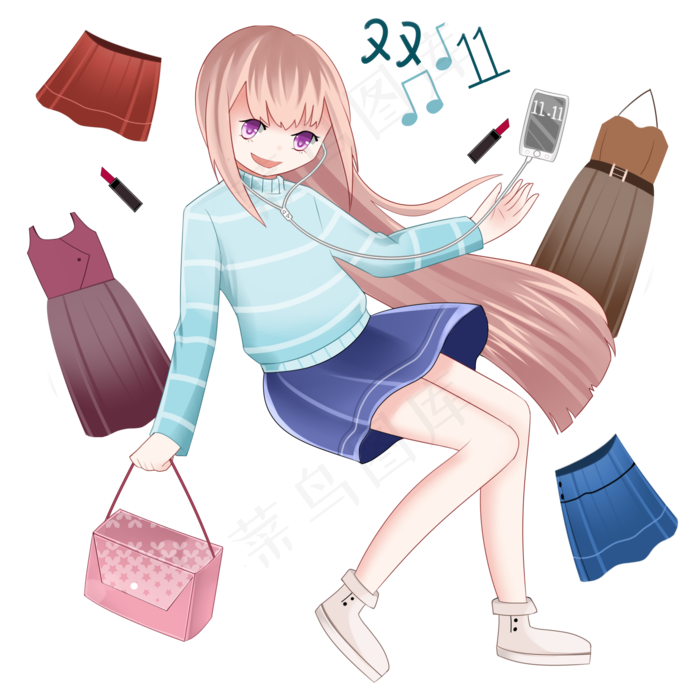 双十一女生狂欢购(2000X2000(DPI:300))psd模版下载