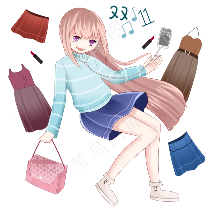双十一女生狂欢购(2000X2000(DPI:300))psd模版下载