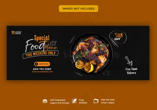 食物菜单和餐厅facebook封面模板