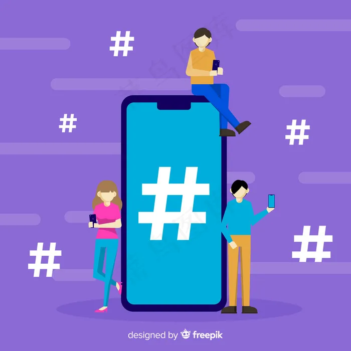 扁平人社交媒体标签符号eps,ai矢量模版下载