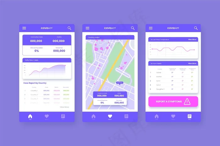 冠状病毒追踪定位应用程序-概念eps,ai矢量模版下载