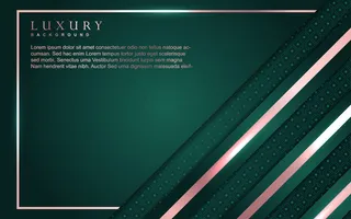 抽象豪华背景，绿色和玫瑰金元素装饰